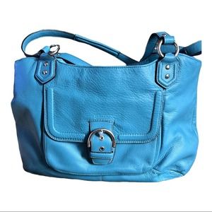 Teal Coach Bag- Beautiful Color Multiple Compartments and buckle clasp!